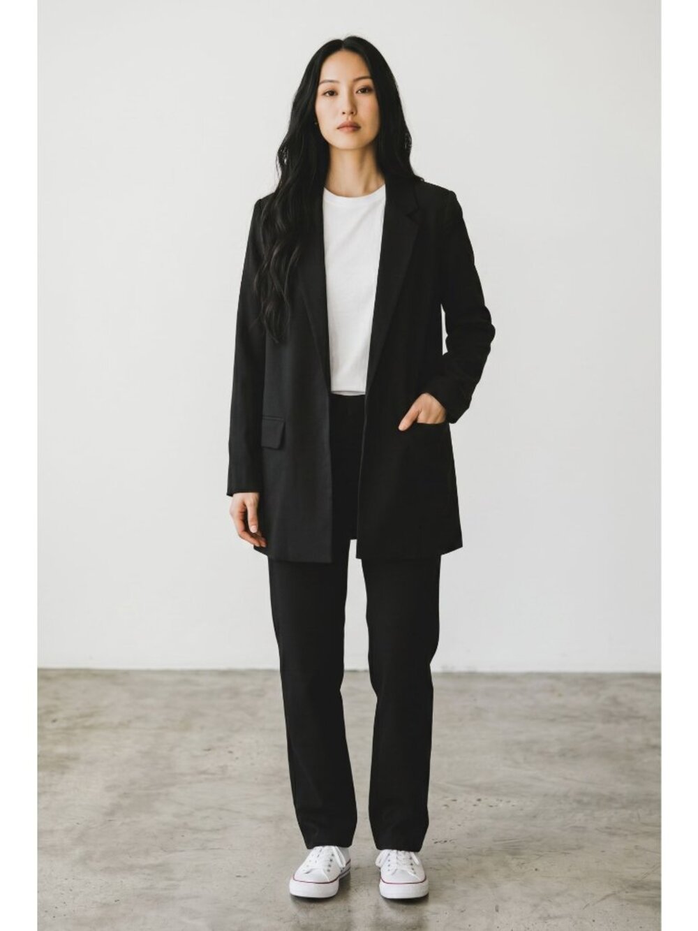 AllSaints Aleida Jersey Blazer Womens 2 Black Modal Open-front Jacket WT109V - Picture 10 of 10